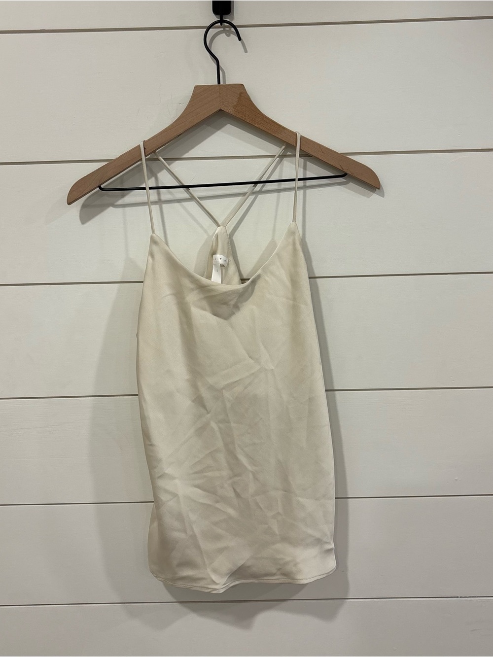 Leith Satin Ivory Racer Back Camisole Tank Top in Ivory Dove NWT Size S